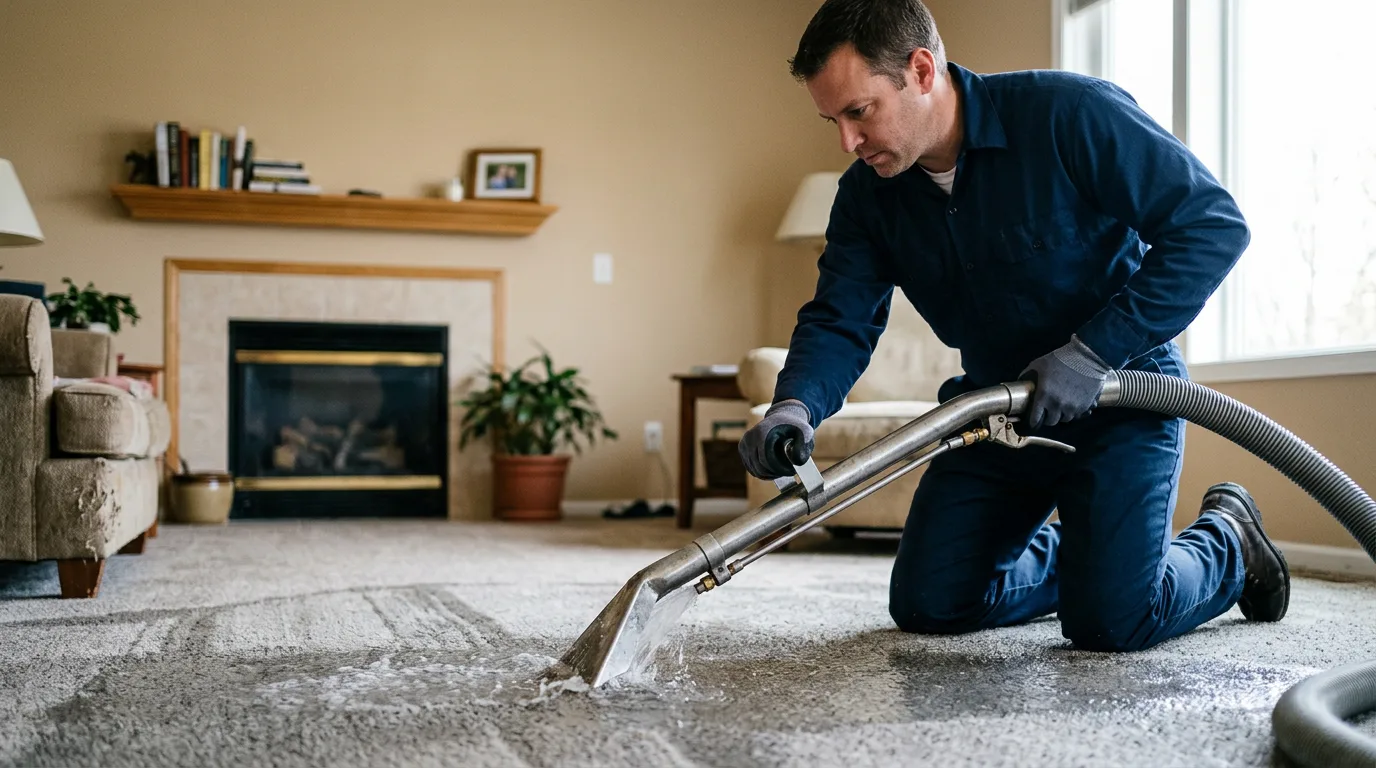 Water damage restoration technician working near Petros, TN